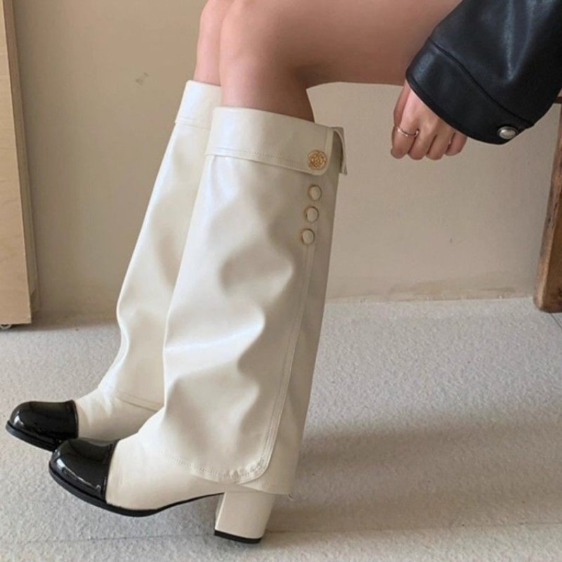 Elegant Black White Spliced Kn - đánh giá và giá Knee High Sock Women