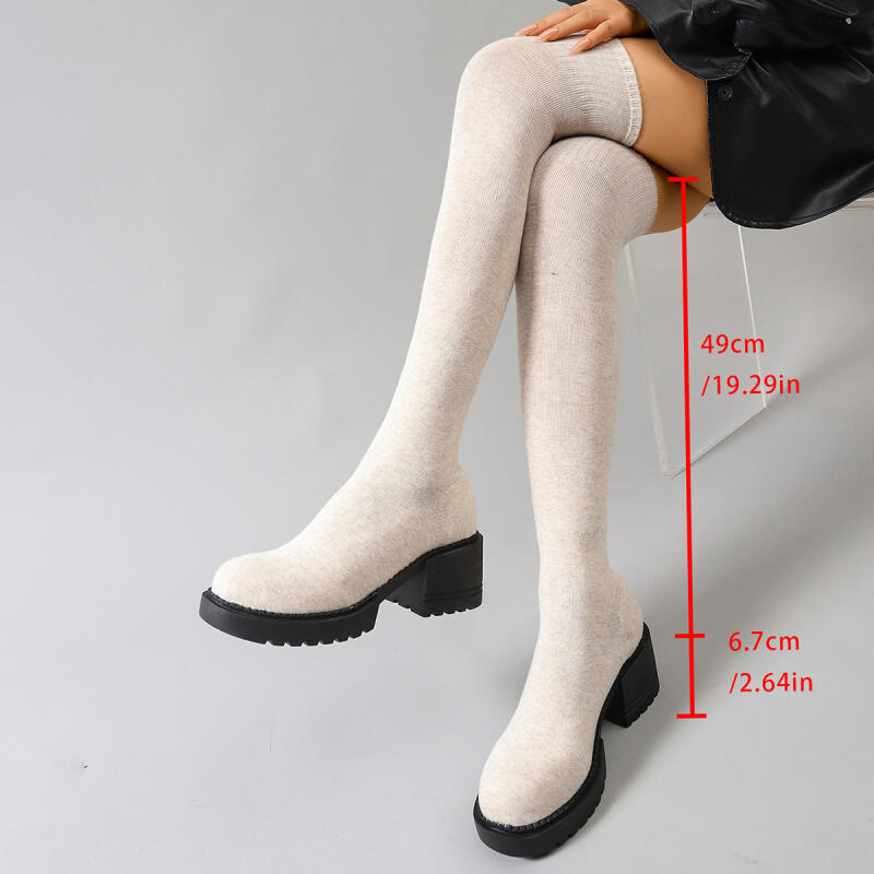 Hot Seller Chunky Platform Ove - đánh giá và giá Knee High Sock Women