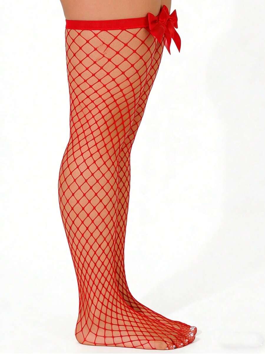 Bow Decor Fishnet Thigh High S - đánh giá và giá Knee High Sock Women